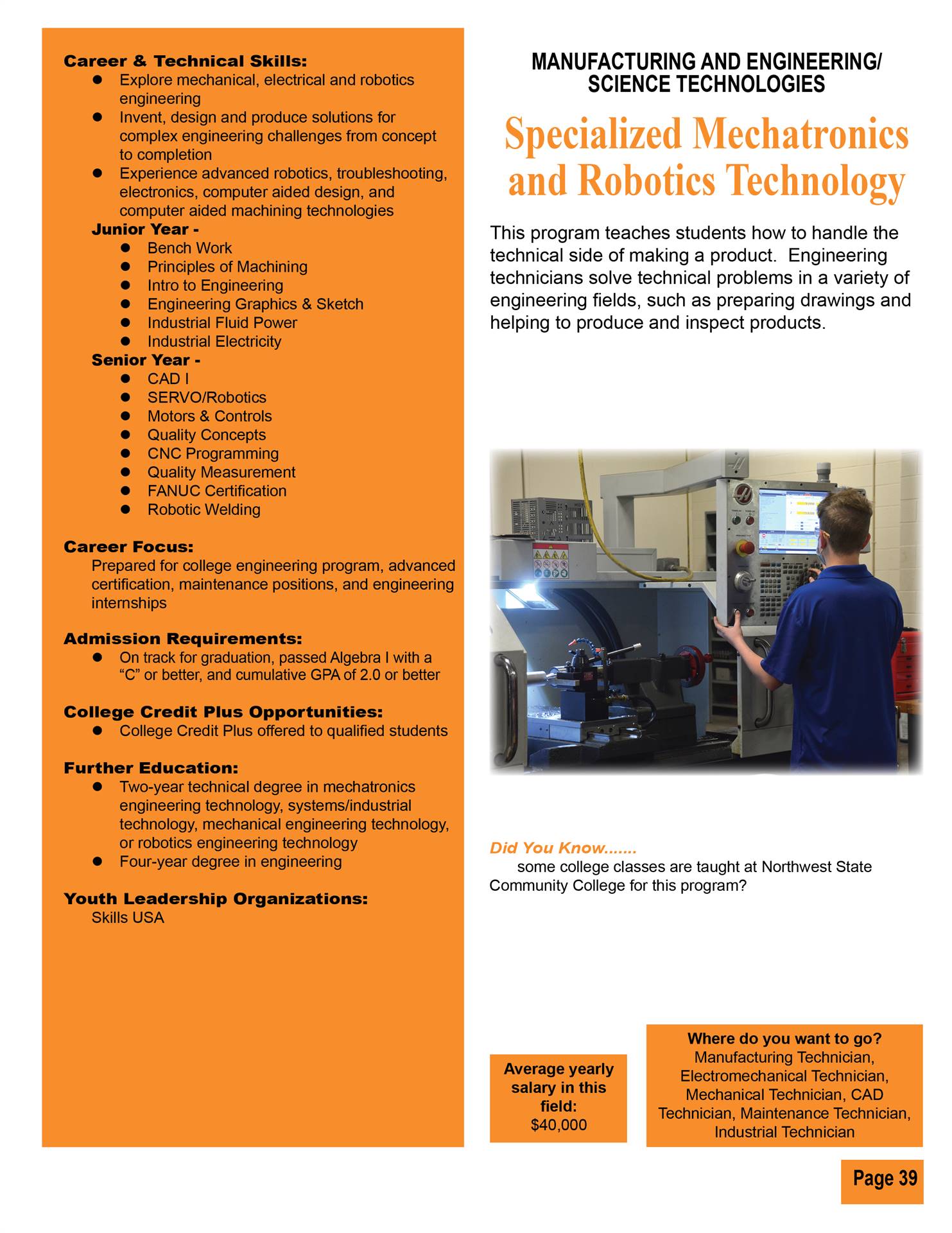 Specialized Mechatronics & Robotics Technology