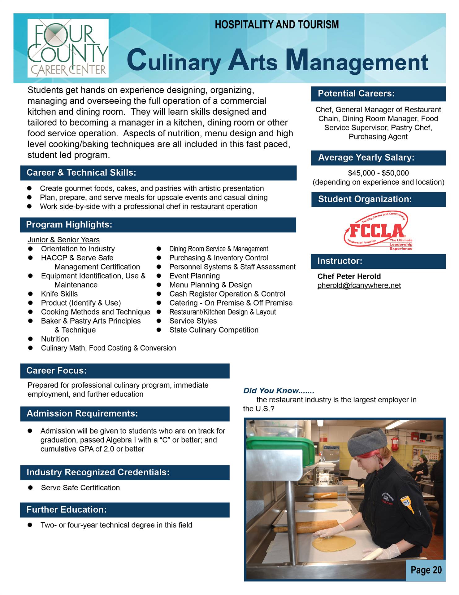 Culinary Arts Management