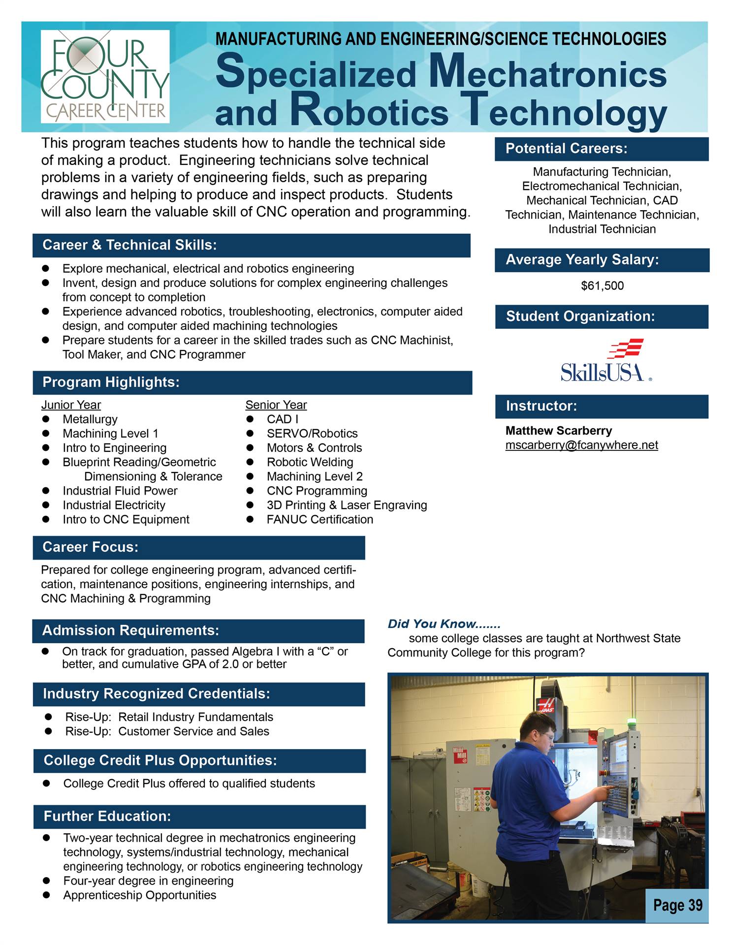 Specialized Mechatronics and Robotics Technology