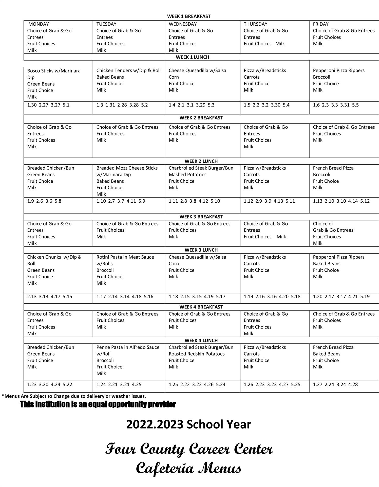 Breakfast-Lunch Menu